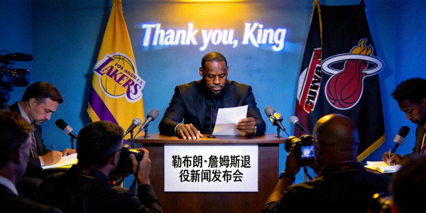 篮球运动员勒布朗詹姆斯宣布退役新闻发布会现场