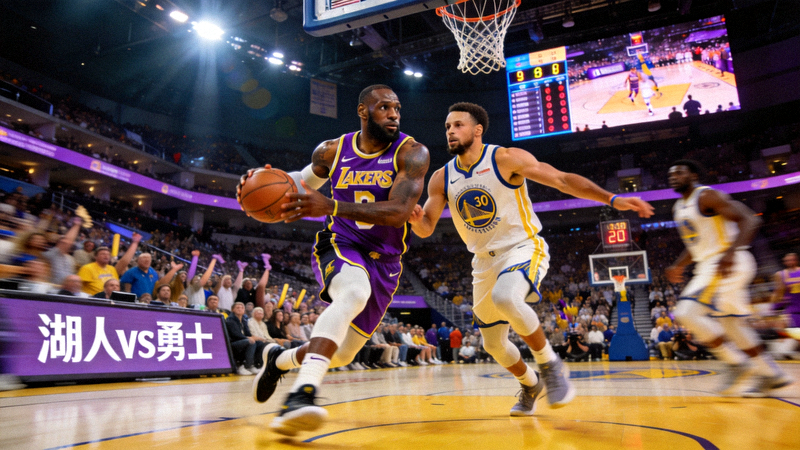 NBA季后赛湖人队与勇士队对决直播镜头