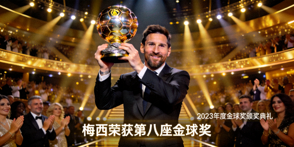 足球运动员梅西荣获第八座金球奖颁奖典礼现场照片
