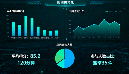 体育数据分析界面展示统计图表与数据指标