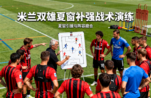 足球队训练场上球员进行战术演练，对应米兰双雄夏窗补强思路文章配图
